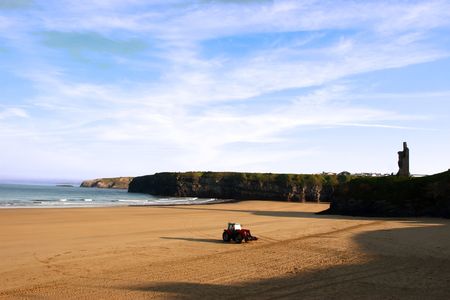 beautiful ballybunion beach in kerry ireland after the morning clean upの写真素材