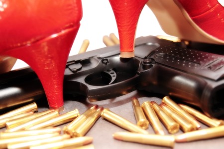 concept of a female drugs or gun dealerの写真素材