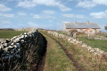 a derelict house in the irish countryside in county kerry irelandの写真素材