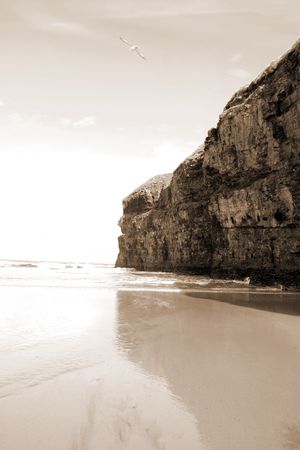 cliffs on the beach in ballybunion irelandの写真素材