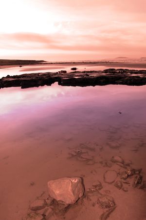 mud and rocks on beale beach co kerry ireland on a cold winters dayの写真素材