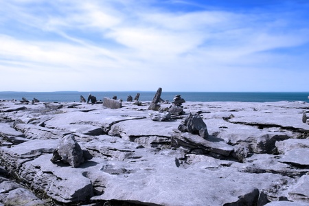 boulders in rocky landscape of the burren in county clare irelandの写真素材