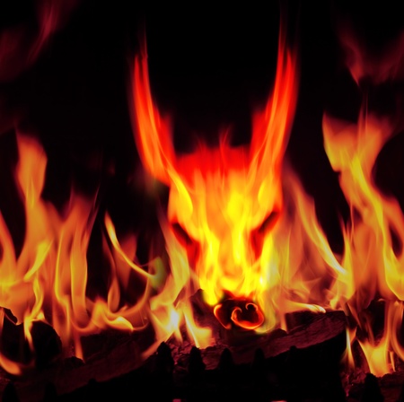 bright flames with a face of a beast from hells flames bright flames with a face of a beast from hells flames