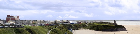ballybunion in summer with panaramic view of the town and beachの写真素材