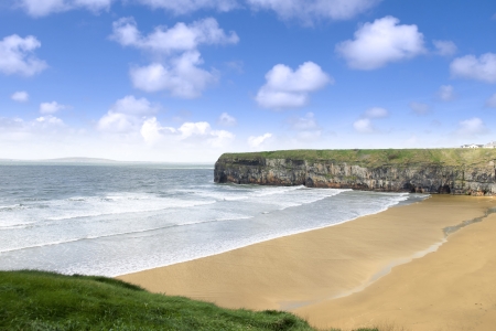 Beautiful view over the Ballybunion beach and cliffs on the Atlantic coast in Irelandの写真素材