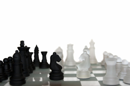chess pieces isolated against a white backgroundの写真素材