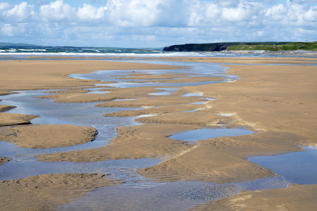 beautiful sandy beach on the wild atlantic way in ballybunion county kerry irelandの写真素材