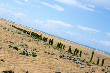 beautiful wave breakers at the mouth of the cashen on ballybunion beach on the wild atlantic wayの写真素材