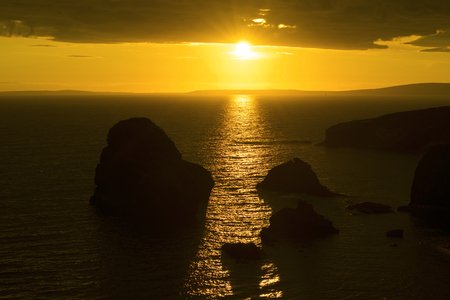 wild atlantic way sunset on the coastline of ballybunion county kerry irelandの写真素材