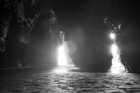 the caves in ballybunion cliffs on the wild atlantic wayの写真素材