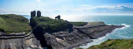 lick castle in county kerry ireland on the wild atlantic way panoramaの写真素材