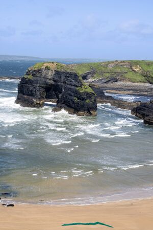 net on the nuns beach at the virgin rock on the wild atlantic way in county kerry irelandの写真素材