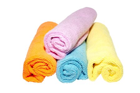 facecloths off various shades with some in rollsの写真素材