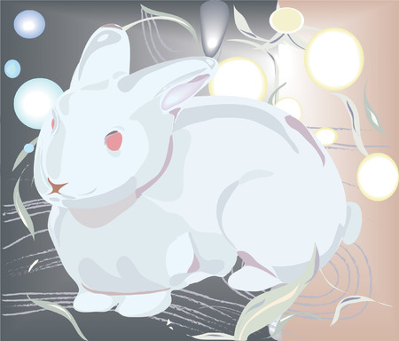 white bunnie on abstract backgroundのイラスト素材