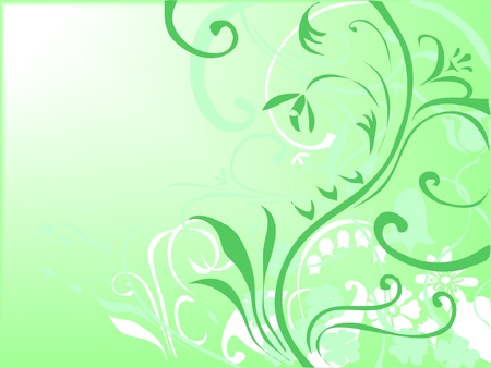 abstract flowers on a green backgroundのイラスト素材