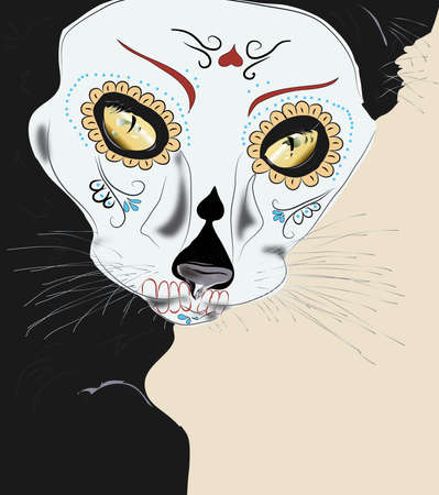 abstract cat in maskのイラスト素材