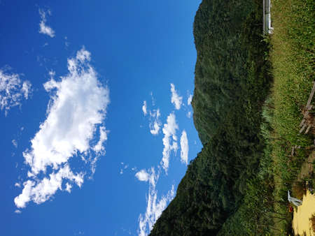 Sunny mountain viewの写真素材