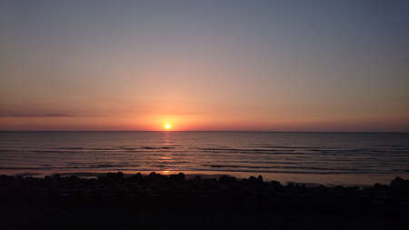 Calm seascape at sunsetの写真素材