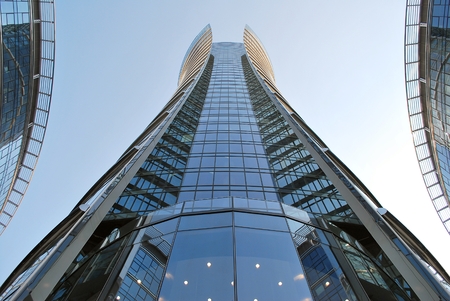 Warsaw, Poland 28 May 2016. Warsaw Spire is a new office building. It is a prestigious building in the heart of Warsaw.のeditorial素材