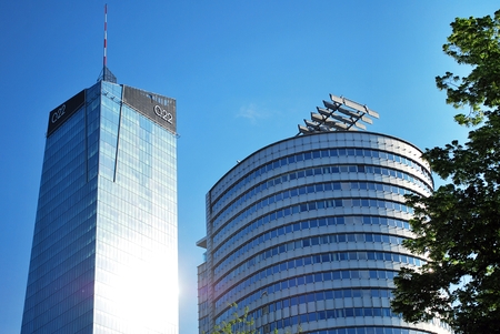 Warsaw, Poland 28 May 2016. Q22 is a modern office building, combines elegance and functionality, in the most prestigious office location in Warsaw.のeditorial素材