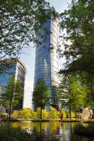 Warsaw, Poland 28 May 2016. Warsaw Spire is a new office building. It is a prestigious building in the heart of Warsaw.のeditorial素材