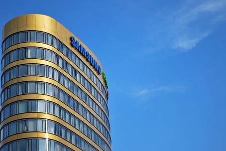 Warsaw, Poland 30 May 2016 Zebra Tower is a modern, elegant and prestigious office building in every aspect. The building is located in the center of Warsaw right next to the underground stationのeditorial素材