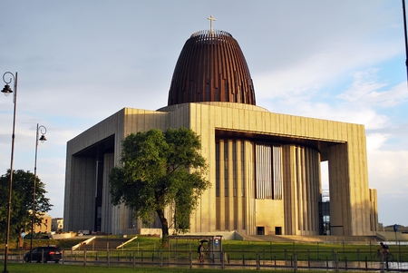 Warsaw, Poland 30 May 2016 Temple of Divine Providence - the church erected at the intersection of Street Ks. Primate August Hlond and Avenue of the Republic in Wilanow.のeditorial素材
