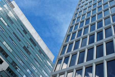 Modern glass silhouettes of skyscrapers in the city