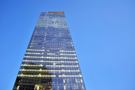 Warsaw, Poland. 8 August 2016. View of the modern skyscrapers in the city center.Warsaw skyline.のeditorial素材