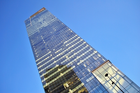 Warsaw, Poland. 8 August 2016. View of the modern skyscrapers in the city center.Warsaw skyline.のeditorial素材