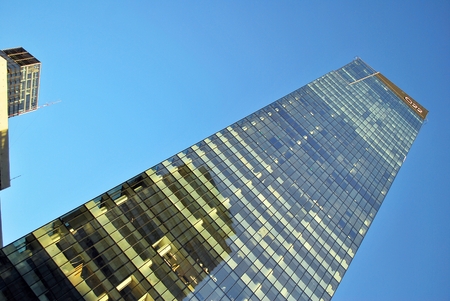 Warsaw, Poland. 8 August 2016. View of the modern skyscrapers in the city center.Warsaw skyline.のeditorial素材