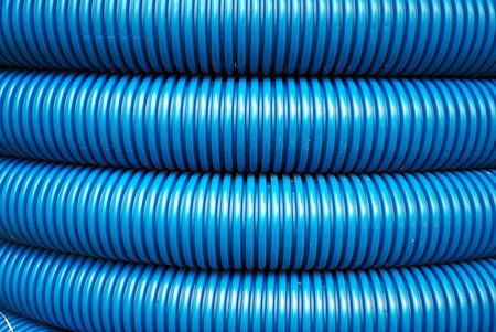 Blue Curvilinear tubes for industryの写真素材