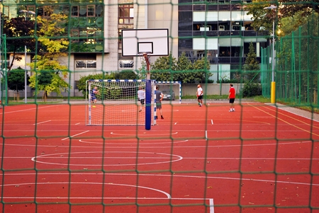 Outdoor public basketball courtの写真素材