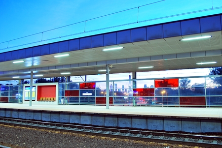 deserted platform of a modern railway station