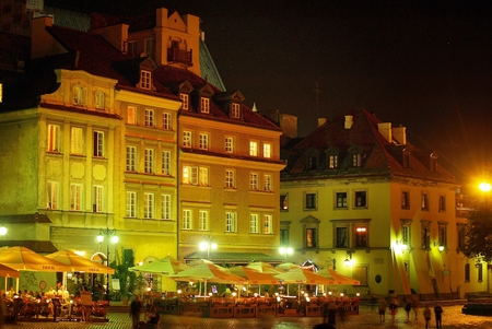 Warsaw, Poland. August 2013. The street of the old town in Warsaw at nightのeditorial素材