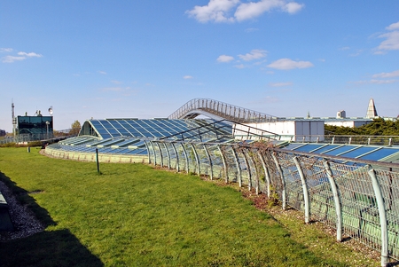 Warsaw, Poland. 20 April 2017 Ecological modern building. The building of the Library of the Warsaw University BUWのeditorial素材