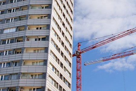 Warsaw, Poland. 20 April 2017.Modern Marszalkowska Apartment Building. McDonalds logoのeditorial素材