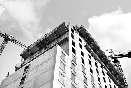 Building under construction. Black and whiteの写真素材