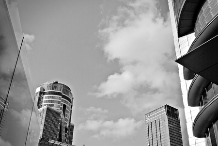 Modern office building. Architectural details of modern building. Black and white.の写真素材