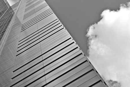 Modern office building. Architectural details of modern building. Black and white.