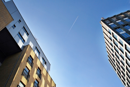 Modern office building. Architectural details of modern building.の写真素材