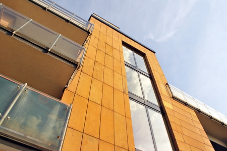 Modern, Luxury Apartment Building against blue sky