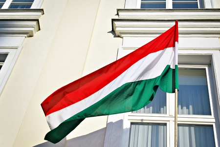Hungary flag on the mastの写真素材