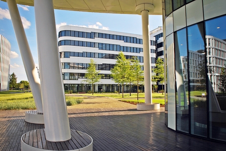 Warsaw, Poland.2 June 2017.Business Garden complex.Seven independent buildings characterized by...