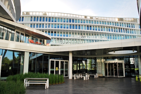 Warsaw, Poland.2 June 2017.Business Garden complex.Seven independent buildings characterized by original architecture and an internal green garden. More than 90000 m² of modern office and amenity spaceのeditorial素材