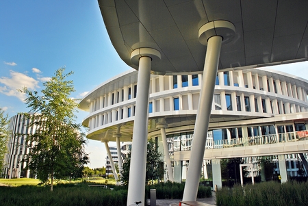 Warsaw, Poland.2 June 2017.Business Garden complex.Seven independent buildings characterized by original architecture and an internal green garden. More than 90000 m² of modern office and amenity spaceのeditorial素材