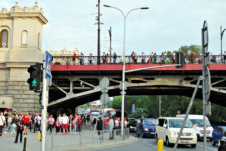 Warfsaw, Poland. June 10, 2017. Polish fans at Warsaw vs. Poland. Romanian football match,のeditorial素材