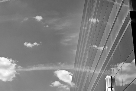 Modern office building. Architectural details of modern building. Black and white.の写真素材