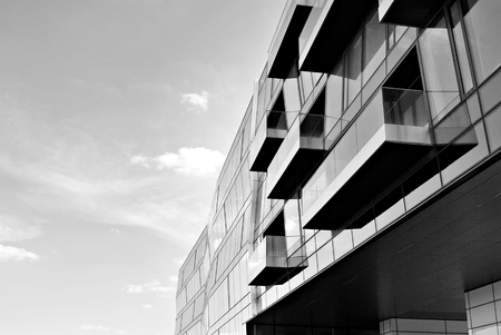 Modern office building. Architectural details of modern building. Black and white.の写真素材