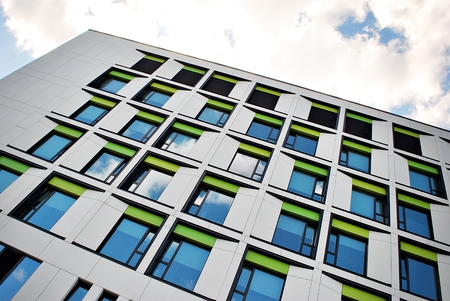 Modern building. Modern office building with facade of glass.
